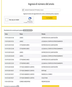 Paquete dando vueltas dentro de correo argentino
