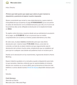 Mercado libre no me devuelve el monto de compra cancelada