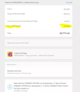 No me ingresó una devolución de dinero a mi cuenta de mercado pago