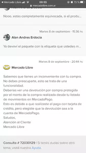 Reintegro de dinero mercadolibre