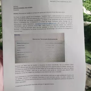 Estafa en venta de laptop se pago y no llego el producto
