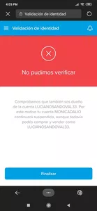 Error al validar identidad