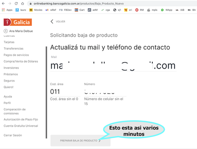 Banco Galicia no me permite dar de baja tarjeta Amex
