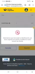 La pagina de envios internacionales del correo no funciona