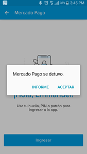 Mercado pago se detuvo en mi celular