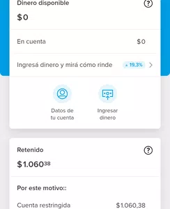 Retención de dinero mercado pago