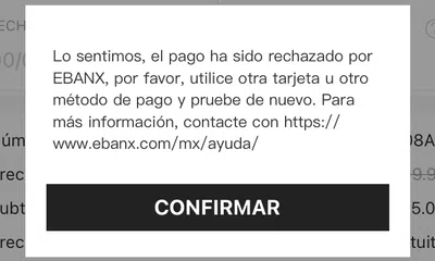 Rechazo de pago