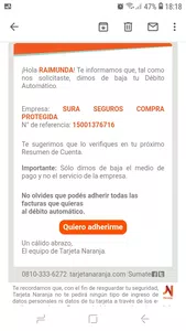 Quiero dar de baja el seguro sura