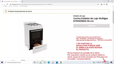 Publicidad Engañosa . Producto recibido es distinto al mostrado en pág. Web