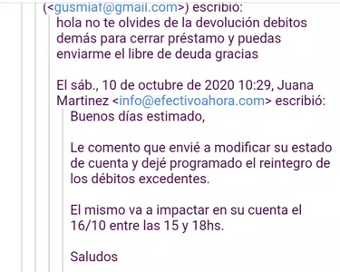 Devolución excedente debitos y libre deuda
