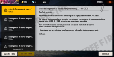 Envío de código de contracargo