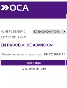 Envío sigue en "proceso de admisión" luego de 5 dias