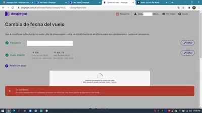 Despegar.com no me deja cambiar el ticket de vuelo