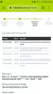 Incumplimiento de entrega en compra realizada