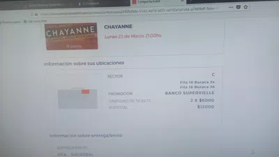 Chayane devolucion recital no realizado