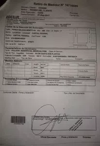 Reclamo de baja a edesur