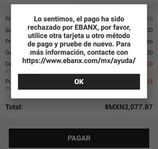 Mi pago es rechazado por ebanx