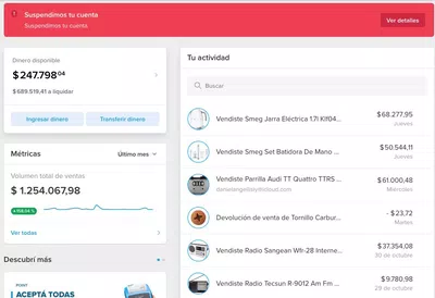 Mercado libre secuestro 1 millon de pesos de nuestra cuenta
