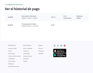 Cobro ilegal por parte de la empresa scribd en mi tarjeta de crédito