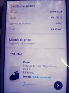 Me figura pedido cancelado