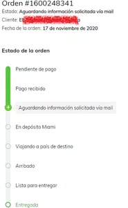 Aguardando información solicitada vía mail. no me llego correo