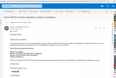 Depositos en skrill no realizados, retencion indebida de dinero