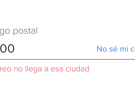 Intente hacer una compra y me marca un error al poner mi código postal