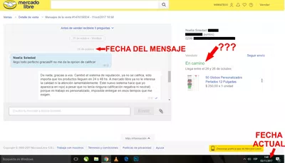 Ventas entregadas figurando "en camino"