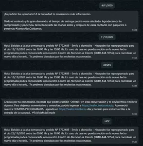 Reprograman entrega de producto