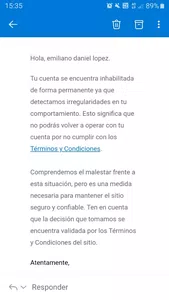 Cancelación de la cuenta