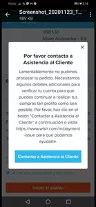 Me rechaza el pago porque dice que algo está mal en mi cuenta de pago