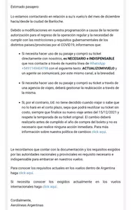 No entiendo el mail que mandaron y tengo miedo de que me dejen fuera del vuelo