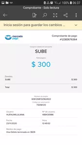 Carga sube no registrada