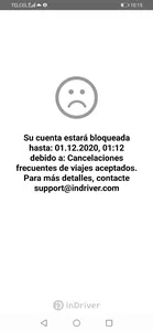 Cuenta bloqueada por cancelaciones