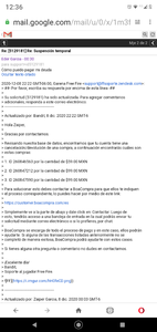 Suspención de cuenta por rembolso