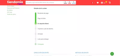 Su orden está lista para viajar en el próximo vuelo