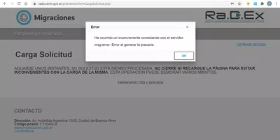 Error al finalizar la carga