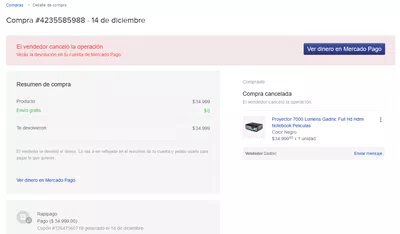 Mercado Libre Compre, pague, inverti tiempo y dinero y me cancelaron la compra
