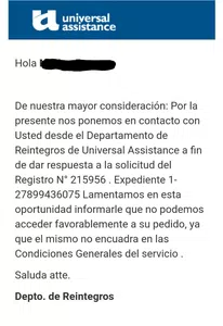 No reintegran universal assistance nada!