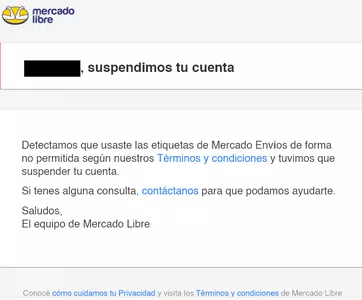 Mercadolibre suspendió mi cuenta defitinivamente