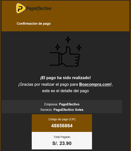 Hice el pago respectivo el dia 24 /12 /20 y me sale pendiente en boacompra