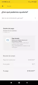 Pago no devuelto