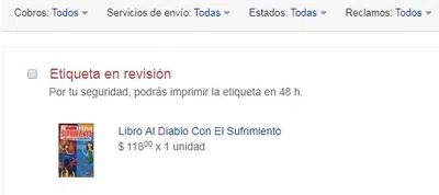 Resolucion para poder imprimir la etiqueta de envio a la brevedad