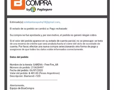Compra no realiza por mi persona