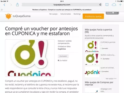 Cuponica bogotá no entrega