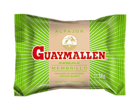 Alfajor por la mitad con envoltorio cerrado