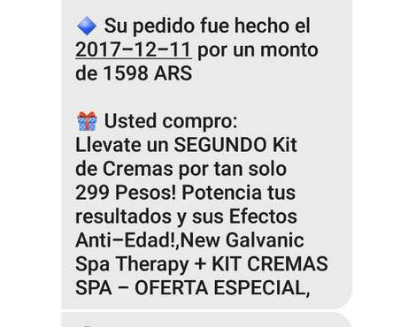 Que m envíen el kit cremas más el segundo kit de cremas que m cobraron