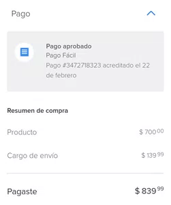 Devolución pago del envío a domicilio no concretado