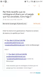 Devolución de importe por vuelo cancelado