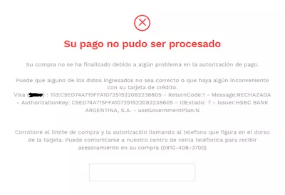 Siempre lo mismo: error con tarjeta de crédito para comprar online